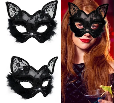 Lace and Rhinestone Catwoman Ladies Masquerade Mask - Image 1 of 4