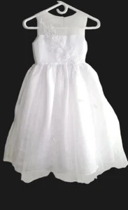 Bonnie Jean Flower Girl Dress White Sequined Aplique Size 8 - Picture 1 of 11