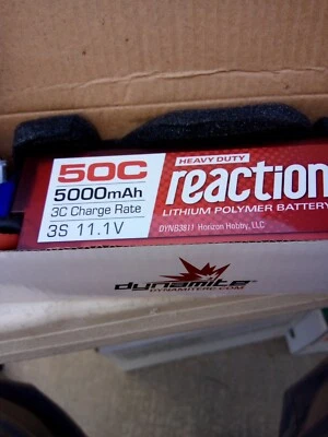 Reaction 7.4V 5000mAh 2S 50C Reaction 2.0 Hardcase LiPo Battery EC5 DYNB3811ec - Image 1 of 4