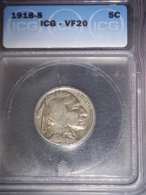 1918-S Buffalo Nickel, ICG VF20, Tough Date, Issue Free - Image 1 of 2