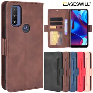 For Motorola Moto G Pure Leather Card Holder Wallet Flip Case + Screen Protector - Picture 1 of 27