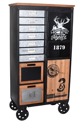 Hochschrank Retro Kommodenschrank Loft Möbel Hochkommode Metallschrank Retro - Bild 1 von 4