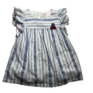 Cat & Jack Blue and White Striped Cherry Applique Sleeveless Top 10/12 - Picture 1 of 5
