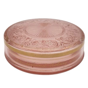 Vintage rosa Depression Glas rund Deckel Waschtisch Schale Schmuckschatulle Cumberland drehbar - Bild 1 von 10