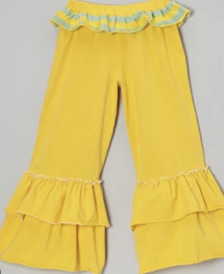 Mostaza Pie-talla 6x-amarillo-pantalones Bella-leggings-grandes volantes-marca boutique Foto 1 de 2
