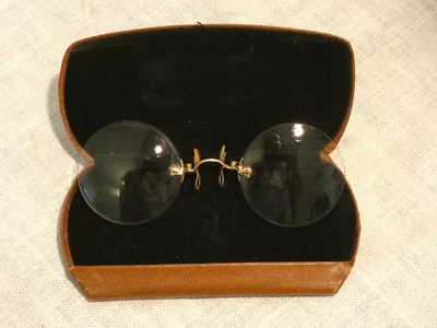 #3-Antiguo 12KGF Puente Duro Pince Nez Ojo Espectáculo Redondo Sin Borde Taladro Montaje Foto 1 de 4