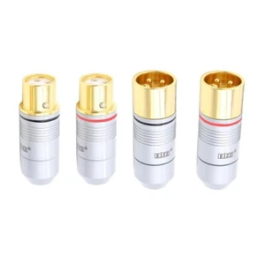 4Pcs Gold Plated EIZZ 3 Pin XLR Plug Connector HIFI Audio Cable Jack Screw Lock - Picture 1 of 7