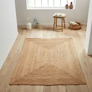 Jute Rug Runner 100% Natural Rustic look Carpet Braided style Reversible Rug - Picture 1 of 10