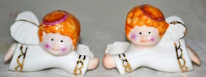 VINTAGE ENESCO 1979 CERAMIC ANGEL CANDLE HUGGERS, CLINGERS, CLIMBERS, FREE SHIP - Picture 1 of 7