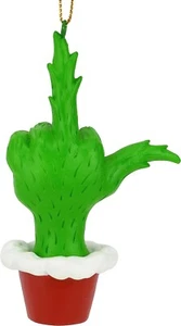 Albero Buddees mano verde che dà il dito medio ornamento natalizio cattivo - Foto 1 di 7