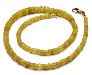 Natural Chrysoberyl Gems 4 to 7 mm Matte Finish Rondelle Beads 16.5" Necklace - Picture 1 of 7