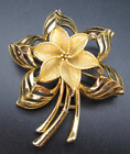 Lisner Star Flower Signed Filigree Gold Tone Brooch Pin VTG Estate 2.25" *Chip*