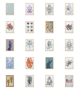Ambesonne Octopus Nautical Wall Art with Frame for Bathrooms Living Room Dorms - Picture 1 of 121