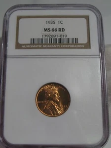 BU RED GEM 1935 Lincoln Wheat Penny NGC MS66 RD. #24 - Picture 1 of 6