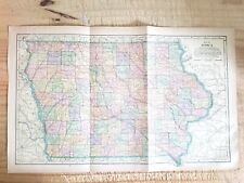 VTG 1902 IOWA/NEBRASKA TWO SIDE 21.5" x 13.3" MAP 