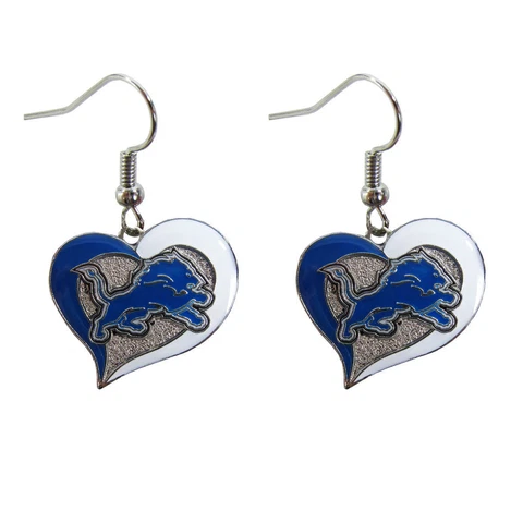 Brand New NFL Detroit Lions Swirl Heart Earring Dangle Charm Cover
