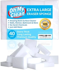 40 Pack Extra Large Eraser Sponge - Extra Thick Long Lasting Premium Melamine... - Picture 1 of 8