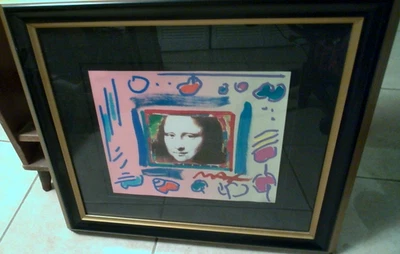 PETER MAX MONA LISA PINTURA COLLAGE ARTE FIRMADO ENMARCADO - envío gratuito Foto 1 de 4