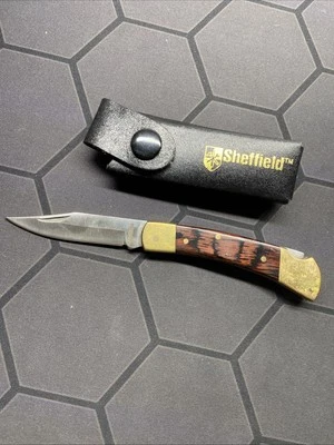 Sheffield Bloqueo Inoxidable Trasero Hoja Única Viene con Estuche de Cuero Original Foto 1 de 3