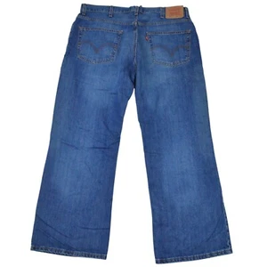 Levis 567 Mens Jeans 38x30 Blue Denim Zip Low Loose Boot Cotton Blend Wide Leg - Picture 1 of 7