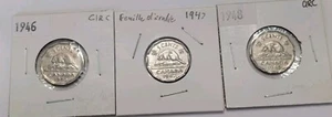 1946 1947 1948 - Canada Five Cent 5c - LOT OF 3 NICKELS - Imagen 1 de 7