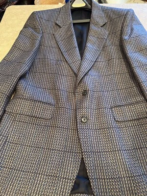 Abrigo deportivo vintage de tweed para hombre Robert Reed de la década de 1980 -40 negro/verde azulado/púrpura multi, usado en excelente estado Foto 1 de 4