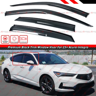 FOR 2023-2025 ACURA INTEGRA PREMIUM BLACK TRIM WINDOW VISOR RAIN GUARD W/ CLIPS - Image 1 of 4