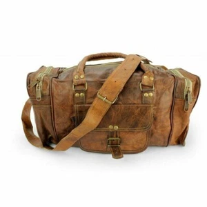 Bag Leather Travel Duffle Weekend Luggage Gym Holdall Duffel Genuine Vintage New - Picture 1 of 12