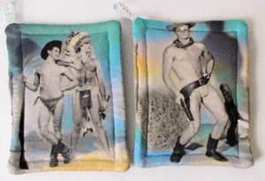 Sexy Male Vintage 50's Beefcake Potholders / Hotpads Set of 2- 2x Insulated Gay - Picture 1 of 4