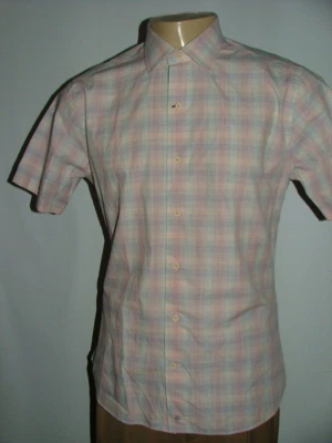 NEW WOT DAVID DONAHUE CASUAL SHIRT SIZE S 100% COTTON PINK BLUE PLAIDS #535 - Image 1 of 4