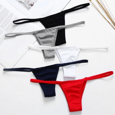 Femmes Extensible Taille Basse Micro Mini String T-Back Tongs Bikini Tanga / - Bild 1 von 4