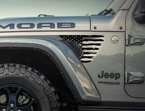 Distressed Large USA American flag Jeep Wrangler & Gladiator JL Fender Vent Flag - Picture 1 of 7