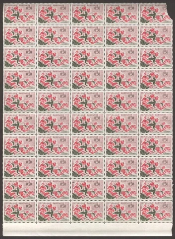 Sheet L52 Gabon 1961 MNH (50v) Plants Flowers /50c Cover