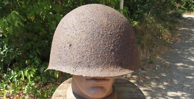 Elmetto originale-autentico WW2 WWII reliquia esercito rosso sovietico "Ssh40 "sei rivetti" #25 - Immagine 1 di 4