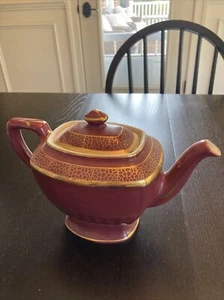 Hall Tea Pot 6-cup Purple Floral Accents Vintage USA - Picture 1 of 11