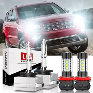 For Jeep Grand Cherokee 2014-2017 Xenon HID Headlight + LED Fog Light Bulbs Kit - Picture 1 of 12