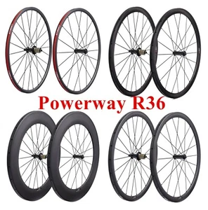 Ruedas de carbono de freno 650CV con buje Powerway R36 con radios 1423 para bicicleta de carretera - Imagen 1 de 7