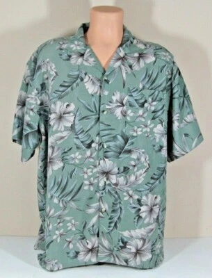 Camisa de campamento hawaiana de poliéster XL para hombre AZUL ISLA con botones S/S palmeras florales  Foto 1 de 4