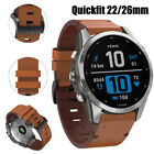 Quick Fit Leather Watch Band Strap For Garmin Fenix 7 7X 6 6X Epix Pro 5 5X 3HR