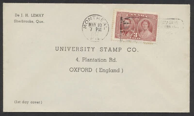1937 #237 George VI Coronation FDC General Purpose Lemay Cachet Montreal Flag - Image 1 of 2