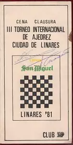 1981 Karpov Spassky Firmato 2 Scacchi Grandmasters Campioni del Mondo Linares - Foto 1 di 4