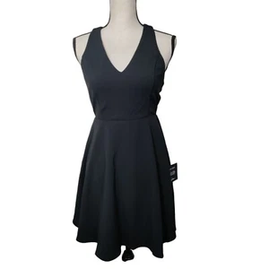 Lulus Katrina Black Strappy Sleeveless Skater Dress Size Medium NWT - Picture 1 of 11