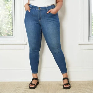 Women's Plus Size Mid-Rise Skinny Jeans -Ava & Viv- Blue, Size 22W/R Length - Picture 1 of 9