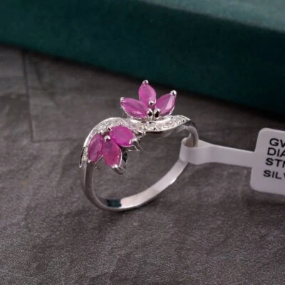 Pink Ruby Gemstone Womens Ring 925 Sterling Silver Proposal Ring Bridesmaid Gift - Image 1 of 4