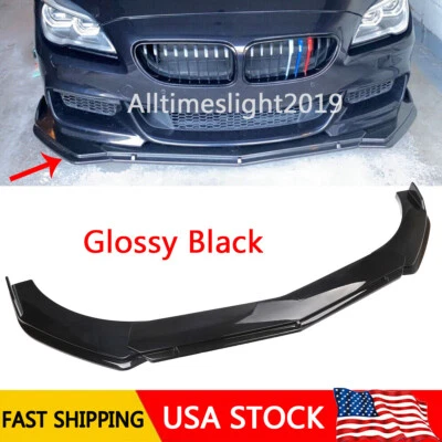 Glossy Black Car Front Bumper Lip Spoiler Splitter For BMW 3 5 6 Series M Sport - Imagem 1 de 4