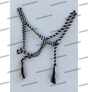Nylon Black & White Designer Horse Rope Halter With Lead 3 Sizes By Wonderwish - Picture 1 of 3