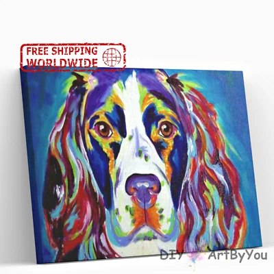 Paint By Numbers Kit Dog Animal Abstract Canvas Art Acrylic Kids Framed DIY - image 1 of 4