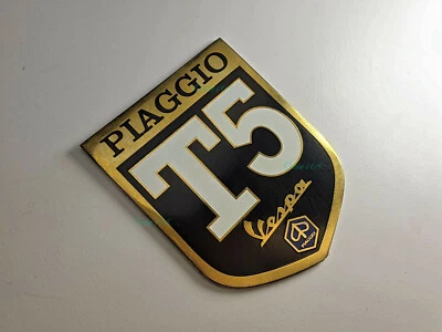 Vespa Piaggio 125 T5 Brass Flat Emblem Decal Badge Logo SelfAdhesive 52mm X 65mm - Изображение 1 из 4