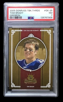2005 donruss throwback #GK25 tom brady; early gridiron kings PSA 7  (POP 3, 9^) - Image 1 of 3