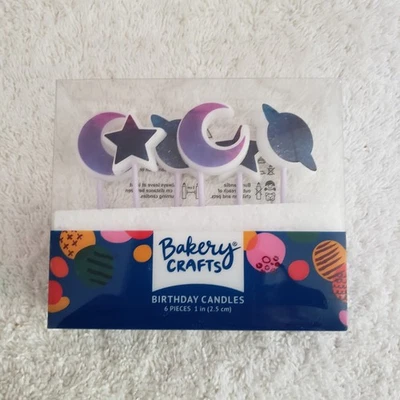 Velas de cumpleaños artesanales de panadería 6 piezas - temática espacial Foto 1 de 4